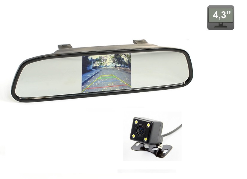 картинка Зеркало со встроенным монитором 4.3" и камерой заднего вида от магазина CarAutoStudio.ru