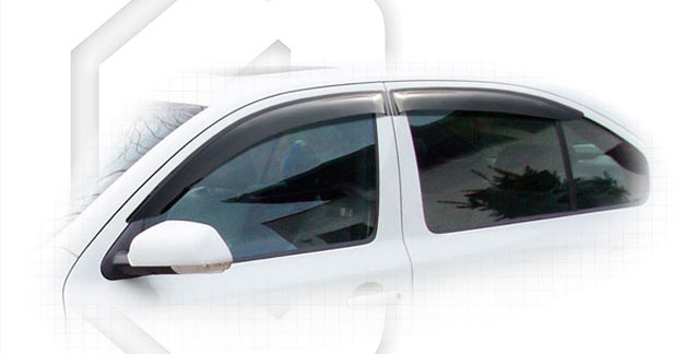 картинка Дефлекторы окон для Skoda Octavia II (A5) (2004 - 2013) Лифтбек  (Накладные) Премиум от магазина CarAutoStudio.ru