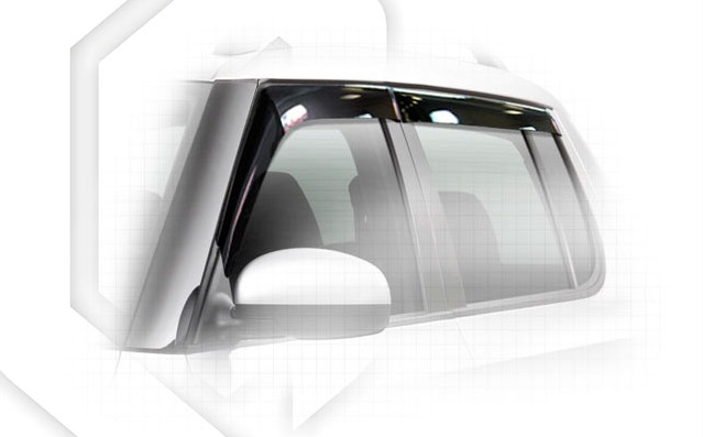 картинка Дефлекторы окон для Skoda Fabia II (5J) (2007 - 2014) Хэтчбек 5 дверей (Накладные) Премиум от магазина CarAutoStudio.ru